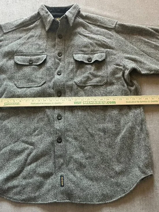 Woolrich Button Up Wool Heavy Shirt Jacket Men Large Gray USA Pockets Outdoor - Picture 6 of 7